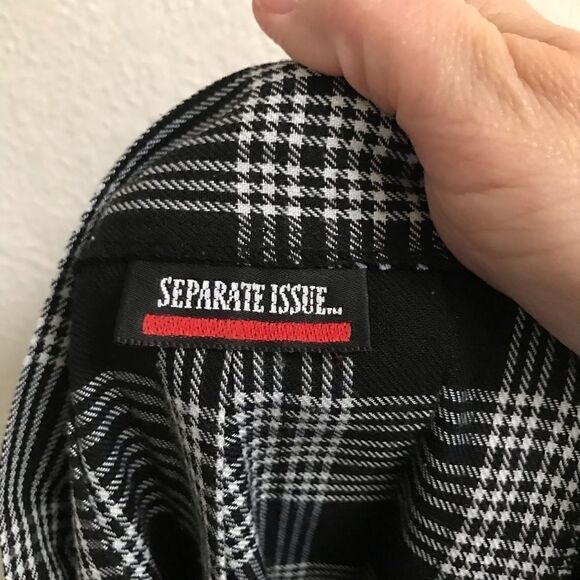 Vintage Y2K Separate Issue black & white Clueless academia plaid mini skirt M* - Picture 4 of 4